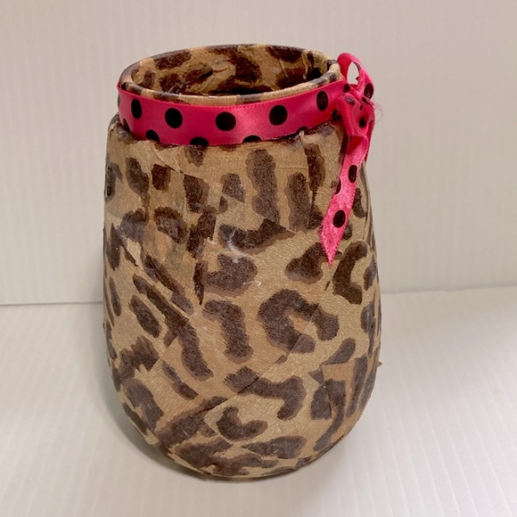 Makeup Brush Hair Brush Pen Pencil Display Cheetah Leopard Storage Jars Set of 2 - Picture 7 of 13